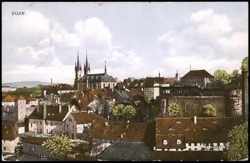 Postcard Eger Cheb Stadtpartie 1931