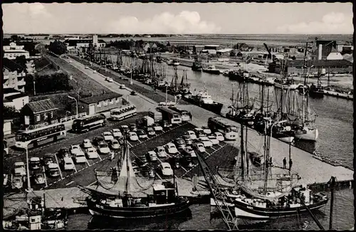 Ansichtskarte Büsum Hafen, Busse - Fischerboote 1967