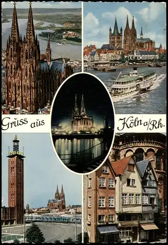 Ansichtskarte Köln Rheindampfer, Luftbild, Messe Deuz 1964