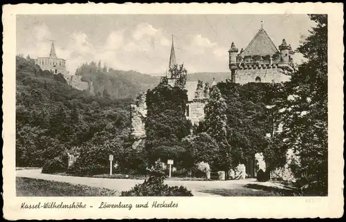 Ansichtskarte Bad Wilhelmshöhe-Kassel Cassel Löwenburg und Herkules 1932