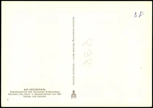 Ansichtskarte Bad Mergentheim Deutschordens-Schloss 1965