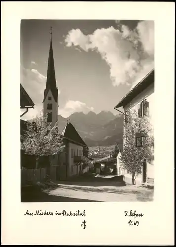 Ansichtskarte Mieders Stubaital Straßenpartie 1952