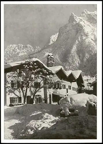 Ansichtskarte Mittenwald Straße - Winter 1966