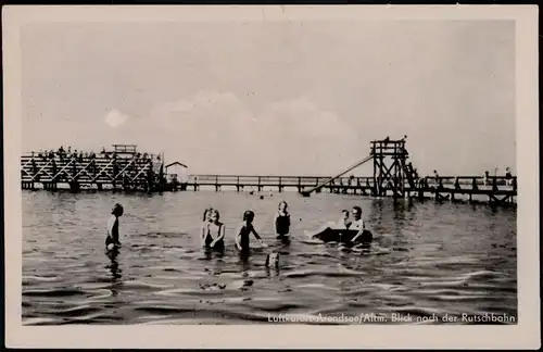 Arendsee (Altmark) Arendsee Personen beim Baden Blick zur Rutschbahn DDR AK 1954