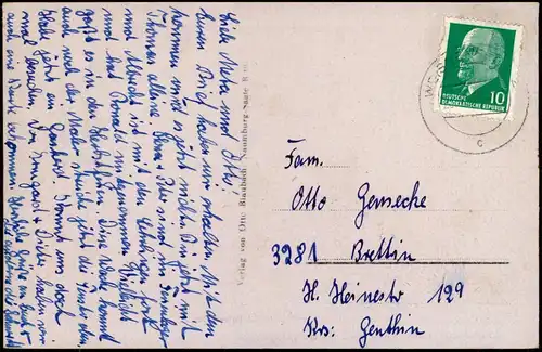 Ansichtskarte Naumburg (Saale) Dom u. Oberlandesgericht 1940  gel. Stempel 1955