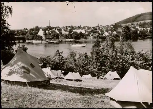Saalburg-Ebersdorf (Saale) Panorama-Ansicht Blick vom Zeltplatz aus, DDR AK 1963