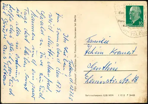Teltow DDR Mehrbildkarte Orts-, Umland & Gebäude-Ansichten 1965