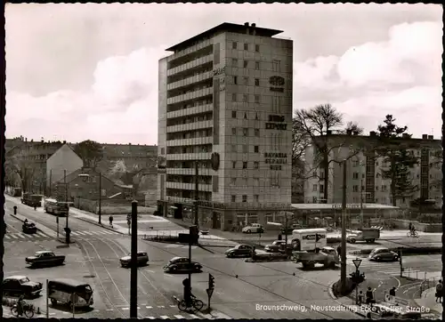 Braunschweig Neustadtring Ecke Celler Straße Auto Verkehr Kreuzung Hochhaus 1964