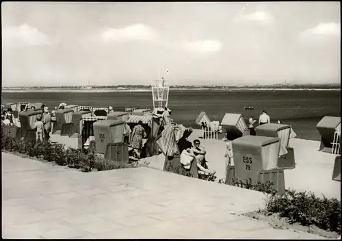 Senftenberg (Niederlausitz) Strand, Strandkörbe Rettungsschwimmer Turm 1974