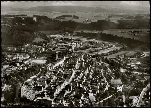 Ansichtskarte Schongau Luftbild Stadt u. Fabrik 1967
