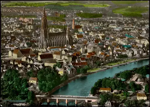 Ansichtskarte Ulm a. d. Donau Luftbild Colorfoto 1958