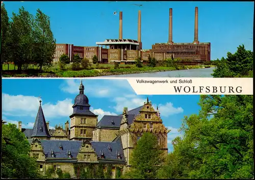 Ansichtskarte Wolfsburg 2 Bild VW Volkswagen-Werk Schloß 1970