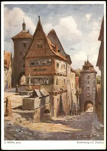 Rothenburg ob der Tauber Plönlein - Künstlerkarte L. Mößler 1939