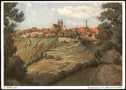 Rothenburg ob der Tauber Stadtpartie Künstlerkarte Mößler 1930