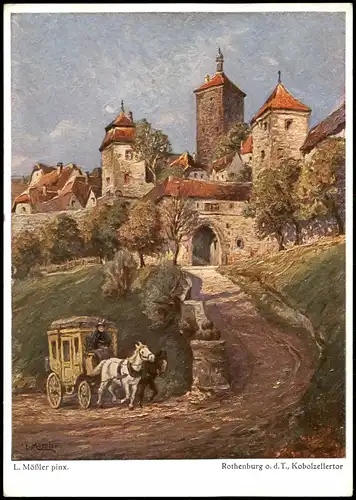 Rothenburg ob der Tauber Kobolzellertor Originalgemälde von Ludwig Möbler, 1930