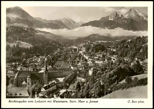 Ansichtskarte Berchtesgaden Blick über die Stadt - niedrige Wolken 1955