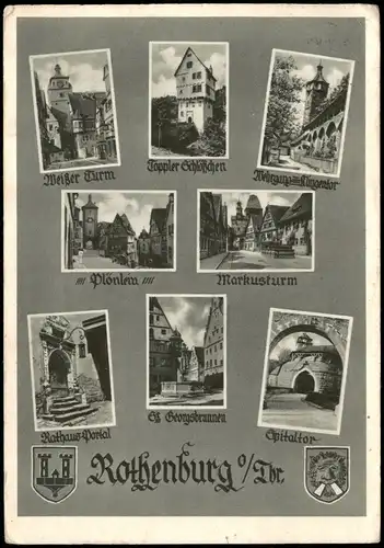 Ansichtskarte Rothenburg ob der Tauber Stadtansichten - Heraldik 1938