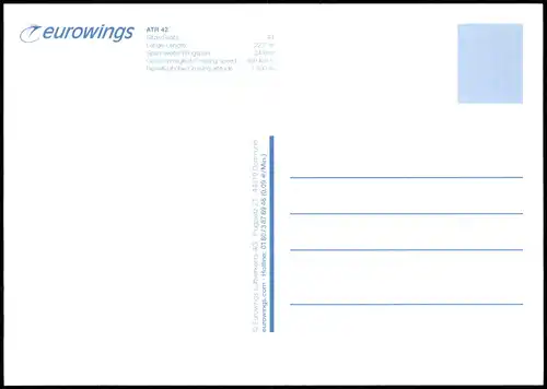 Ansichtskarte  ATR 42 Flugwesen - Flugzeuge Eurowings 1999