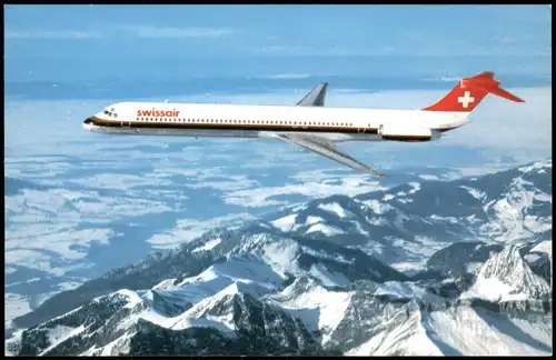 Ansichtskarte  Swissair Airline Flugzeug MCDONNELL-DOUGLAS MD-81 1980