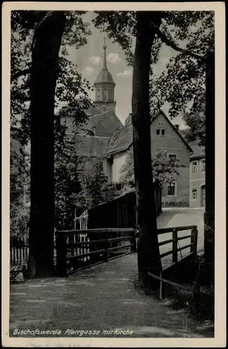 Ansichtskarte Bischofswerda Pfarrgasse mit Kirche 1954