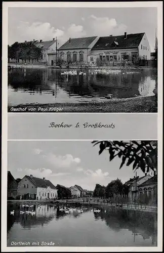 Ansichtskarte Bochow-Groß Kreutz (Havel) 2 Bild Krüges Gasthof, Straße 1930