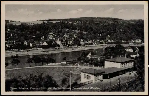 Wehlen Blick von Potzscha-Wehlen über die Elbe zur DDR-Zeit 1954