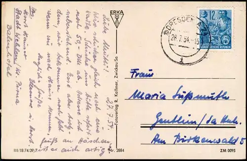 Wehlen Blick von Potzscha-Wehlen über die Elbe zur DDR-Zeit 1954