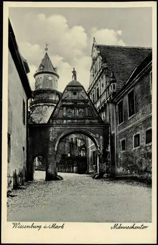 Ansichtskarte Wiesenburg/Mark Männechentor, Straßenpartie 1932