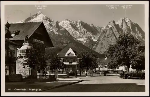 Ansichtskarte Garmisch-Partenkirchen Markt und Autos 1935