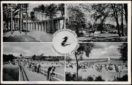 Ansichtskarte Timmendorfer Strand 4 Bild: Strand und Parkanlagen 1954
