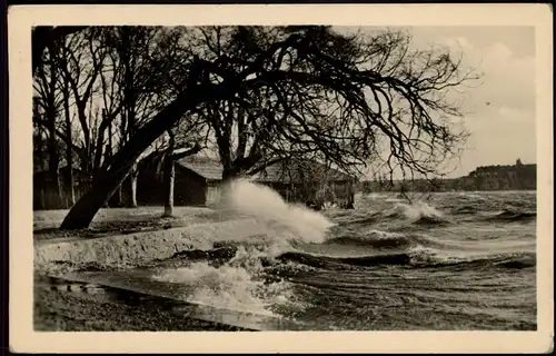 Waren (Müritz) Umland-Ansicht Sturm an der Müritz, DDR AK 1956