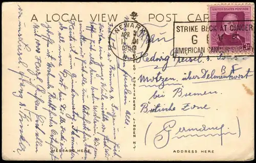 Postcard Newark Newark Luftbild Skyway 1950