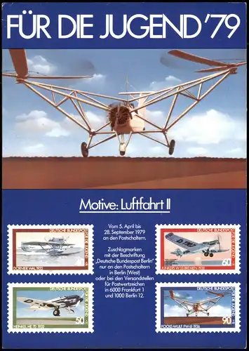 Ansichtskarte  Für die Jugend Briefmarken Motive Luftfahrt II 1979