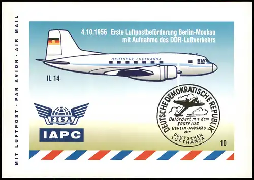 4.10.1956 Erste Luftpostbeförderung Berlin-Moskau Flugzeuge - Airplane 1999
