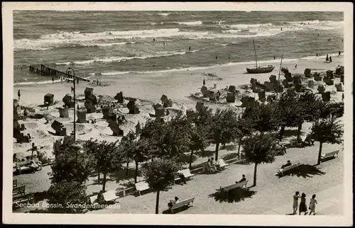 Bansin-Heringsdorf Usedom Blick auf Strandpromenade und Strand 1954