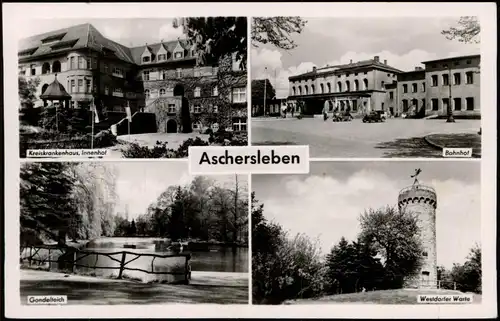 Aschersleben Kreiskrankenhaus, Gondelteich, Bahnhof, Westdorfer Warte 1962