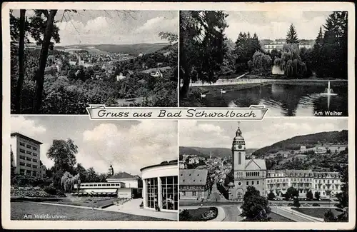 Ansichtskarte Bad Schwalbach Langenschwalbach Stadt, Weiher, Weinbrunnen 1955