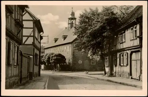 Ansichtskarte Heringen Straßen Ansicht Partie am Rathaus zu DDR-Zeiten 1957