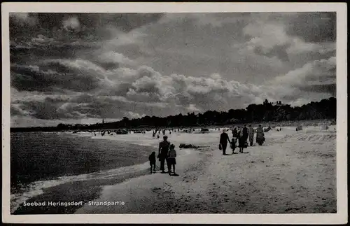 Heringsdorf Usedom Badestrand Ostsee Strand-Partie mit Leuten 1953