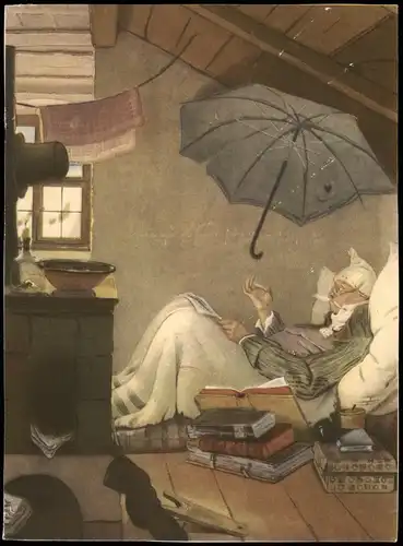 Künstlerkarte: Gemälde / Kunstwerke: Carl Spitzweg: Der arme Poet 1922