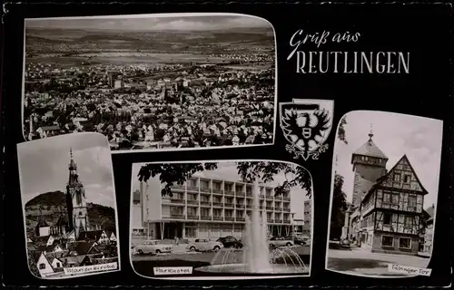 Ansichtskarte Reutlingen Stadt, Parkhotel, Kirche 1964