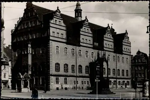 Ansichtskarte Lutherstadt Wittenberg Partie am Rathaus 1955