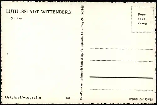 Ansichtskarte Lutherstadt Wittenberg Partie am Rathaus 1955