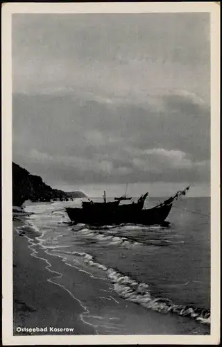 Ansichtskarte Koserow Usedom Strand, Steilküste Boote - Stimmungsbild 1958