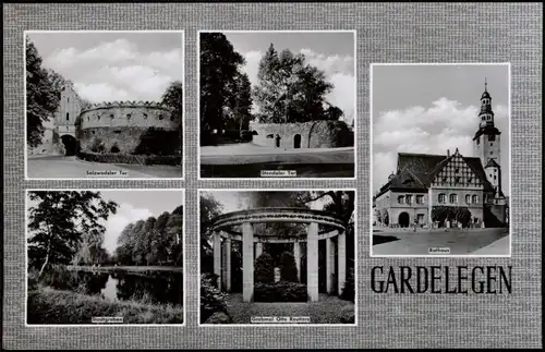 Gardelegen DDR Mehrbildkarte mit Grabmal Otto Reutters, Rathaus uvm. 1965