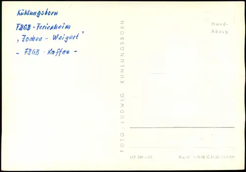 Kühlungsborn FDGB Kafee Café Ferienheim Jochen Weigert Innenansicht DDR AK 1962