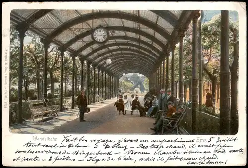 Ansichtskarte Bad Ems Wandelbahn Uhr 1905