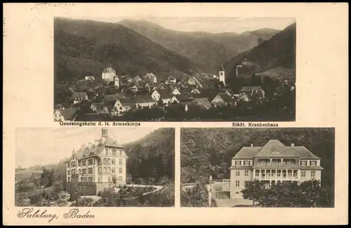 Ansichtskarte Sulzburg 3 Bild: Stadt, Krankenhaus 1920