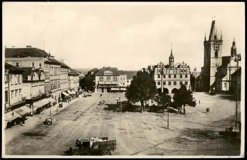 Postcard Leitmeritz Litoměřice Marktplatz 1931