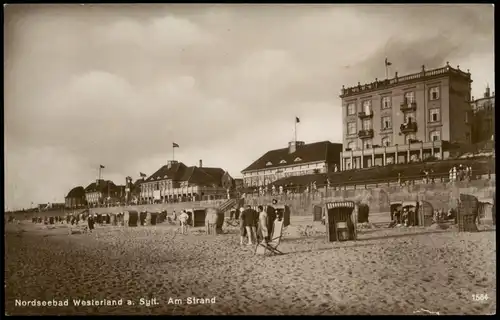 Ansichtskarte Westerland-Sylt Strand, Promenade- Hotels 1928